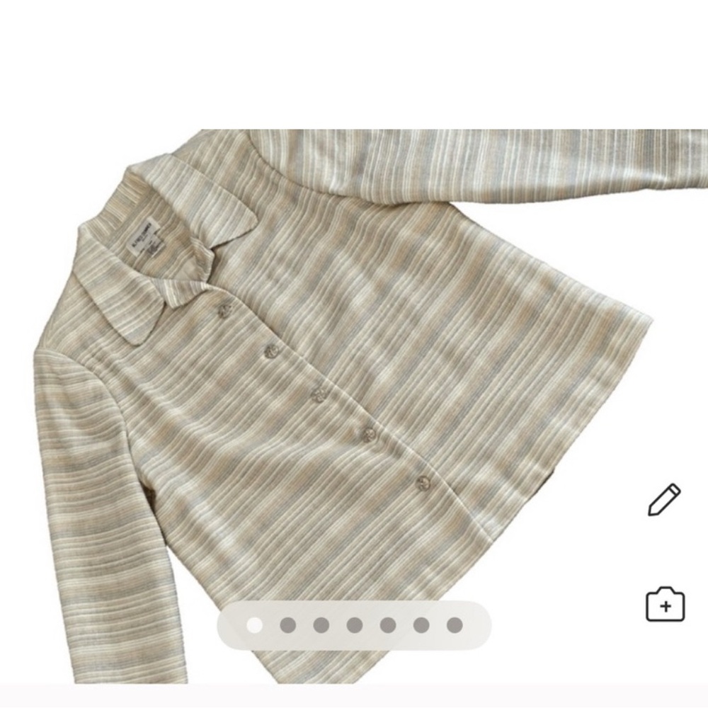 Alfred Dunner Beige Striped Button-Up Jacket